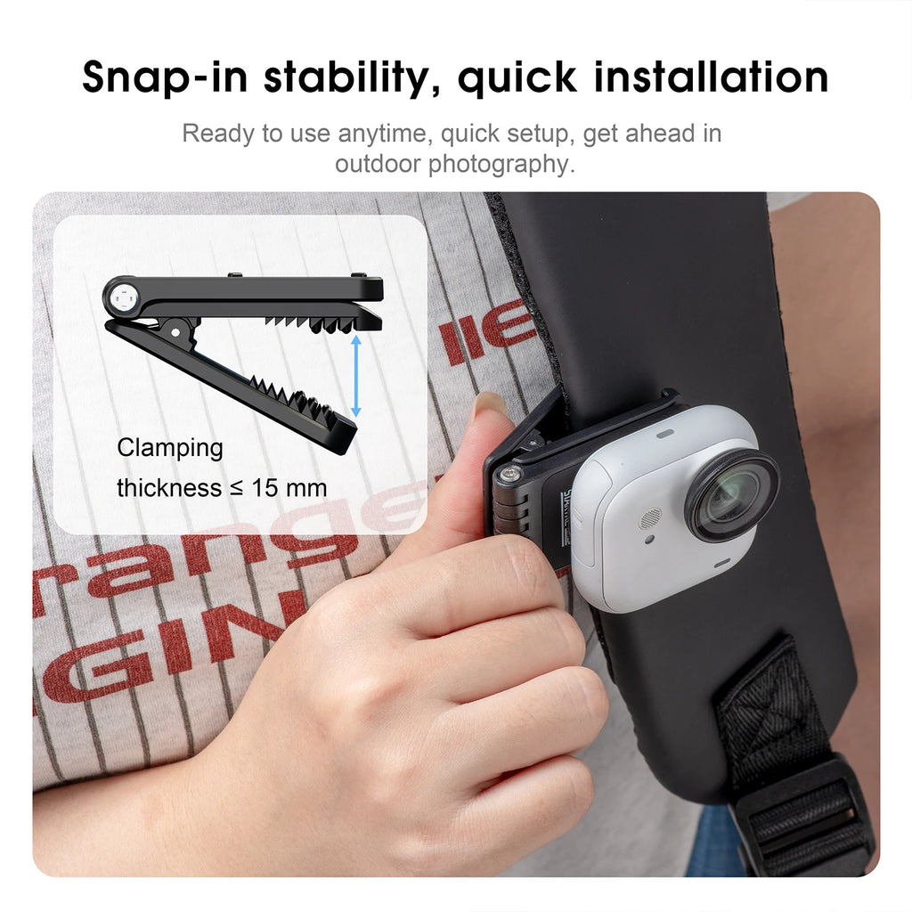 Backpack Clip Holder For Insta360 Go Ultra Quick Release Anti-shake Clip Magnetic Selfie Stick Holder Sports Camera Accessories