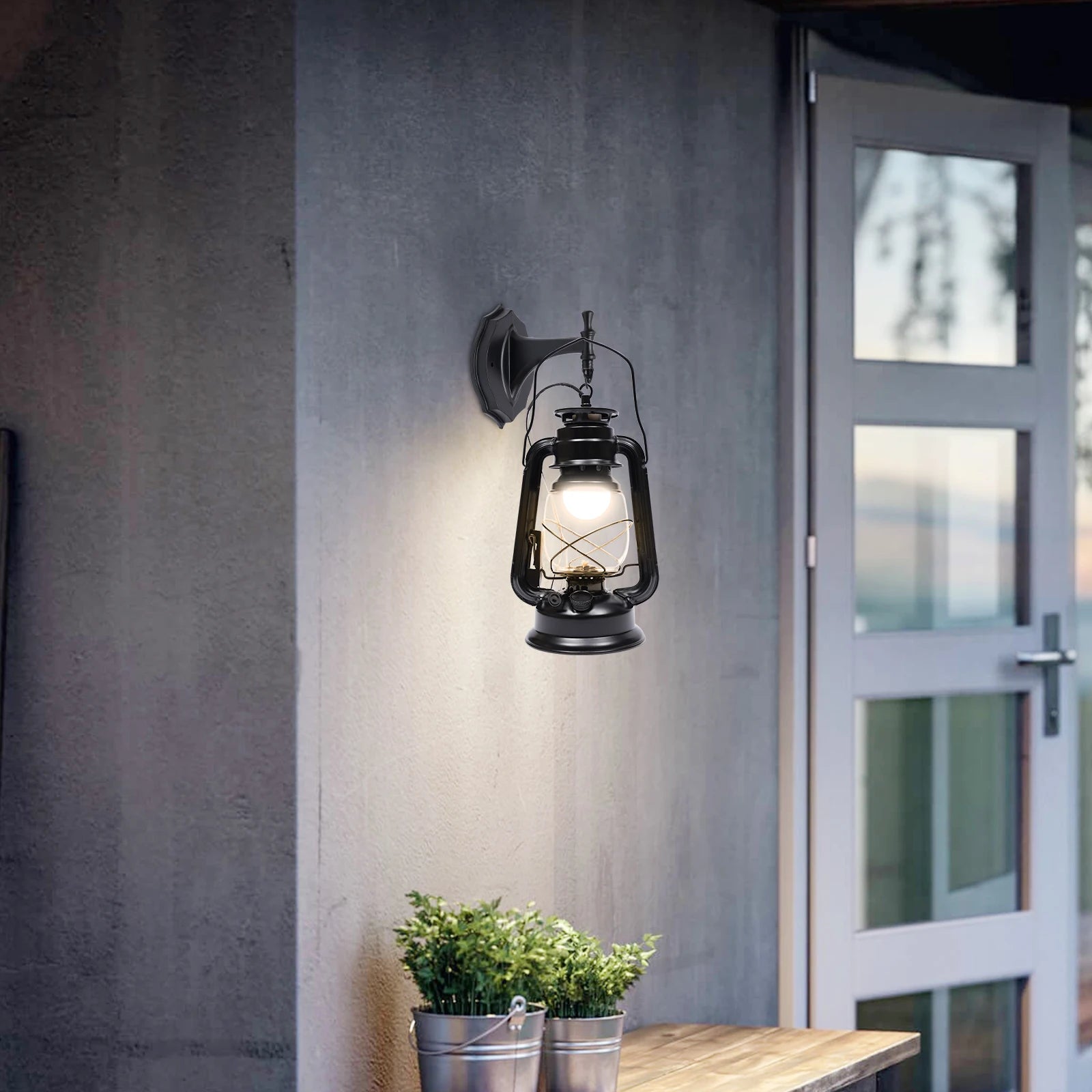 Wall Sconces Retro Antique Vintage Rustic Lantern Lamp Wall Sconce Light Fixture Farmhouse Wall Light for Hallway(Black 1 Pcs)