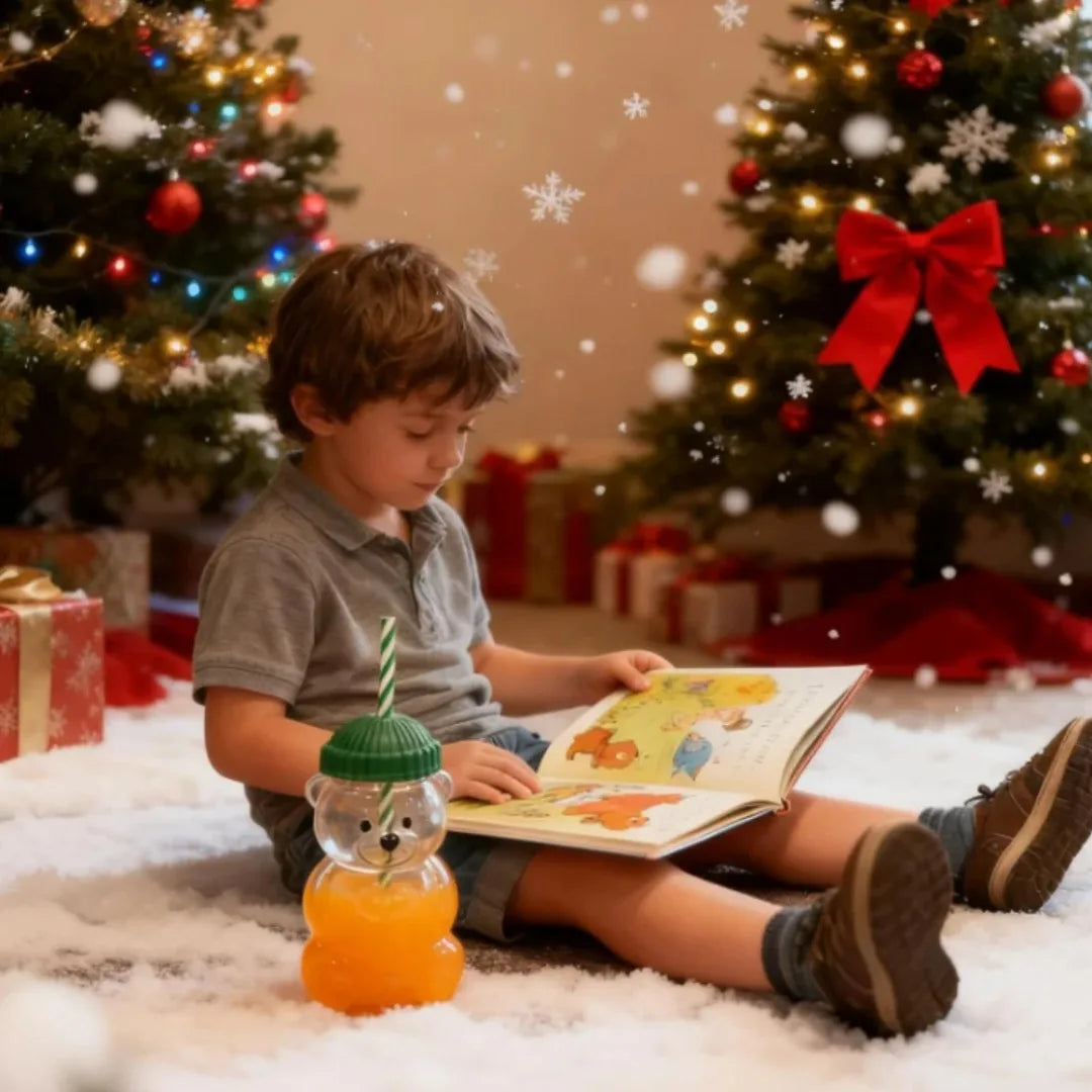 500ml green cap teddy bear straw cup heat-resistant glass coffee smoothie juice cup office and home birthday Christmas gift