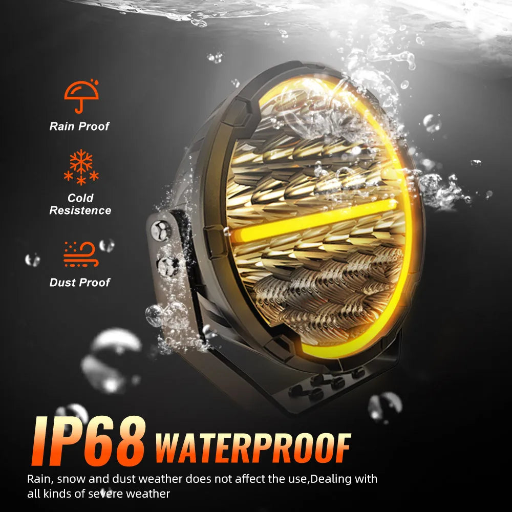 CO LIGHT Round LED Offroad Lights 9 Inch Spot Flood Driving Light Pods with DRL 90000LM Super Bright Off Road Ditch Work Light