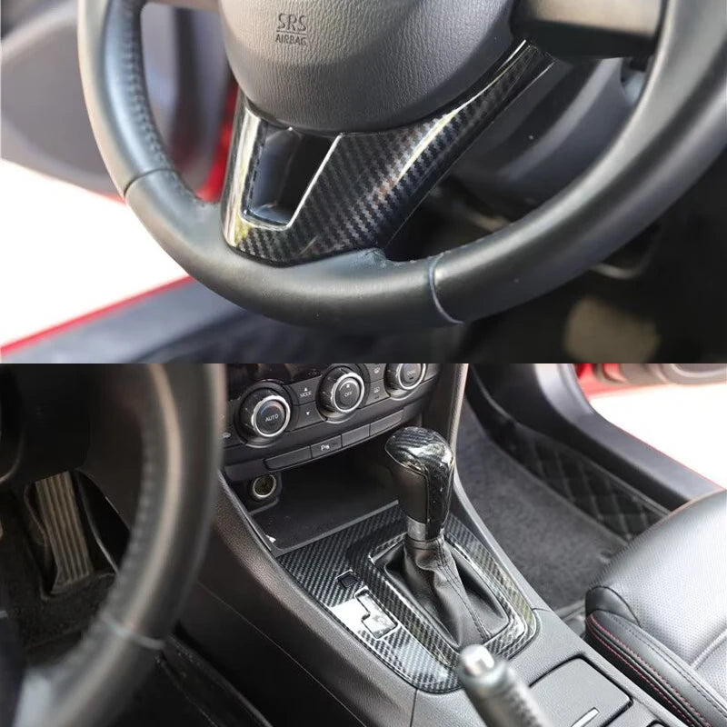 For Mazada 6 Atenza Car Steering Wheel Gear Shift Lever Panel Cover Decorative Sticker Plastic Interior Modification Accessories