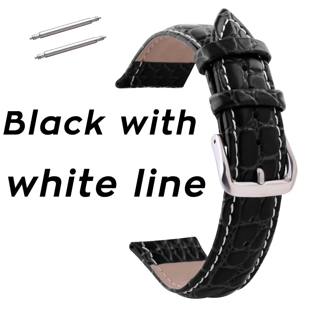 12mm 13 14 15 16mm 17 18mm 19 20mm 21 22mm 24mm Retro Genuine Leather Watch Band Strap Black Brown Crocodile Wristwatch Bracelet