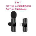 k60 New Wireless Lavalier Microphone Portable Audio Video Recording Mini Mic for iPhone Android Live Broadcast Gaming Phone Mic