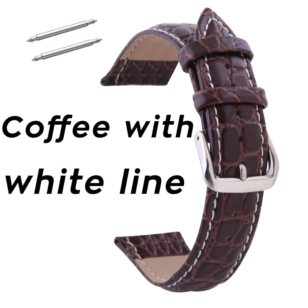 12mm 13 14 15 16mm 17 18mm 19 20mm 21 22mm 24mm Retro Genuine Leather Watch Band Strap Black Brown Crocodile Wristwatch Bracelet