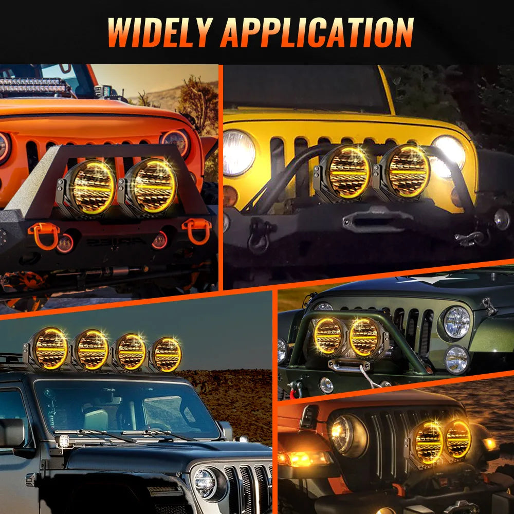 CO LIGHT Round LED Offroad Lights 9 Inch Spot Flood Driving Light Pods with DRL 90000LM Super Bright Off Road Ditch Work Light