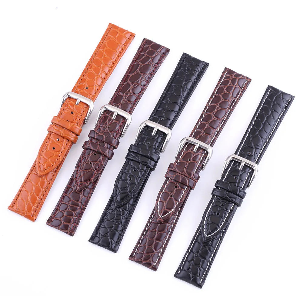12mm 13 14 15 16mm 17 18mm 19 20mm 21 22mm 24mm Retro Genuine Leather Watch Band Strap Black Brown Crocodile Wristwatch Bracelet