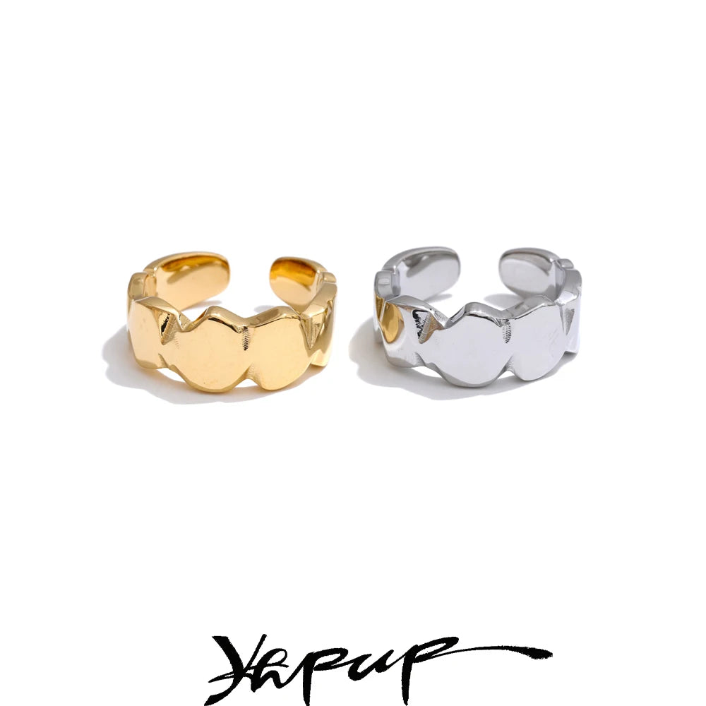 Yhpup Personalized Smooth Stainless Steel Metal Unisex Ring Minimalist Geometric Trendy Jewelry 18K PVD Plated New