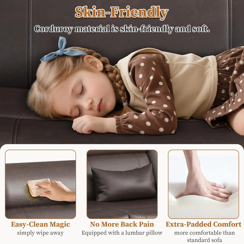 LEVELEVE Home Theater Seating，RV Reclining Sofa Set with Adjustable Headrest， Recliner Sofa with Heat and USB&Type-C, Dawer