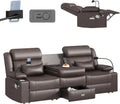 LEVELEVE Home Theater Seating，RV Reclining Sofa Set with Adjustable Headrest， Recliner Sofa with Heat and USB&Type-C, Dawer