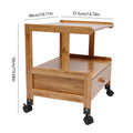 2 Tiers Wood Storage Cart with Wheels Drawer Office Printer Stand Office Rolling Cart Printer Cart for Home Office Library