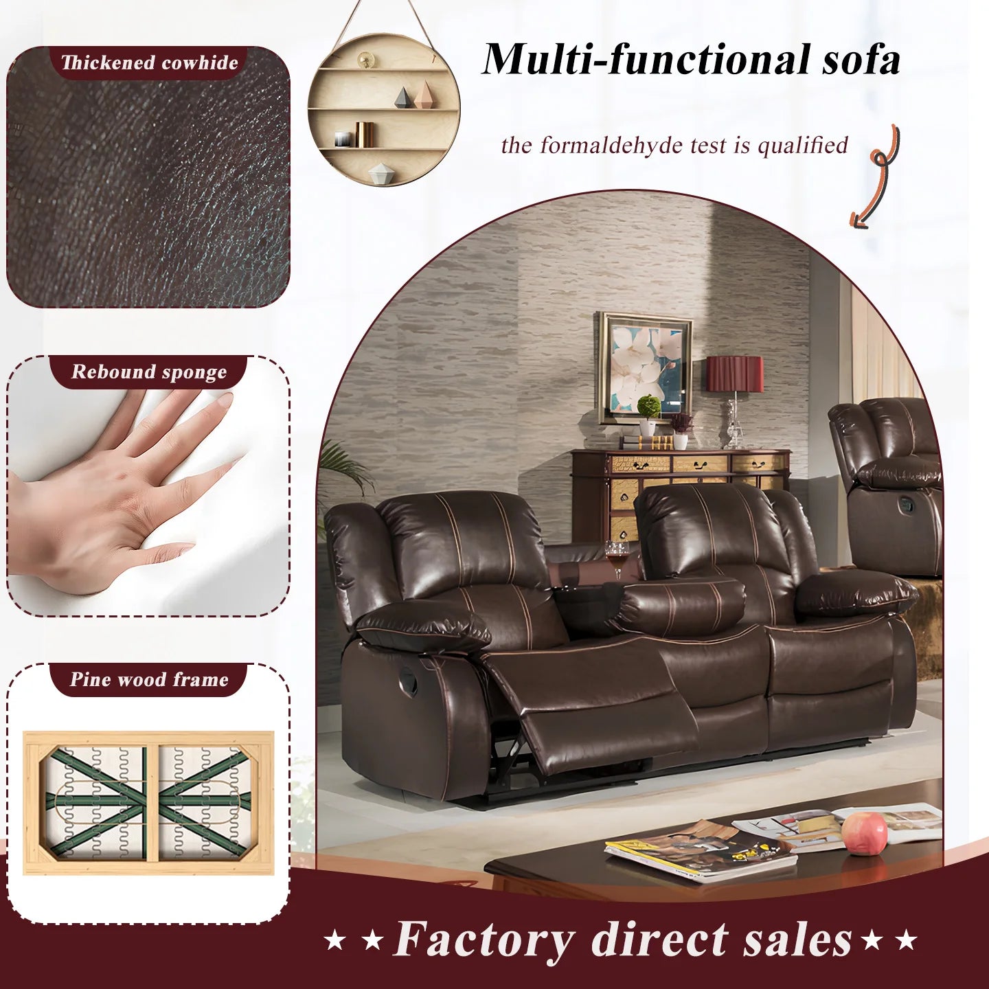 Power Loveseat Recliner Sofa Theater Seating Zero Gravity Console Electric Recliner RV Sofa with Storage Side Living Room