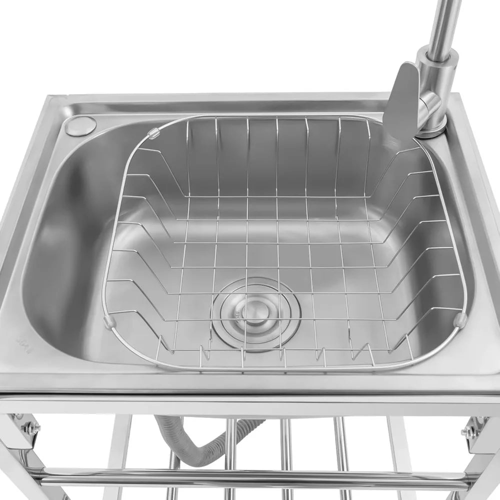 Stainless Steel Single Basin Kitchen Sink Freestanding Home Laundry Sink Multipurpose Commercial Sink Single Bowl Basin Sink
