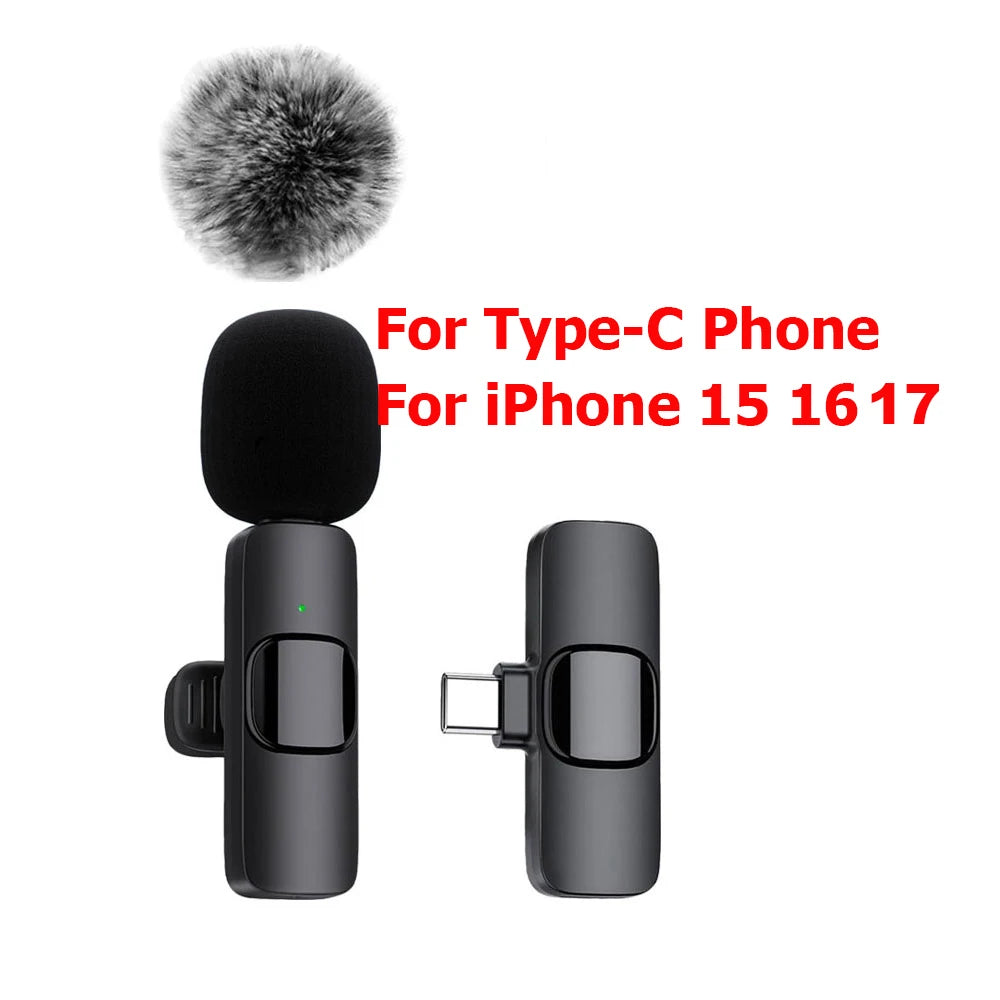 K60 Wireless Lavalier Microphone Mini Audio Video Recording Mic For iPhone Android Laptop Live Gaming Mobile Phone Microphone