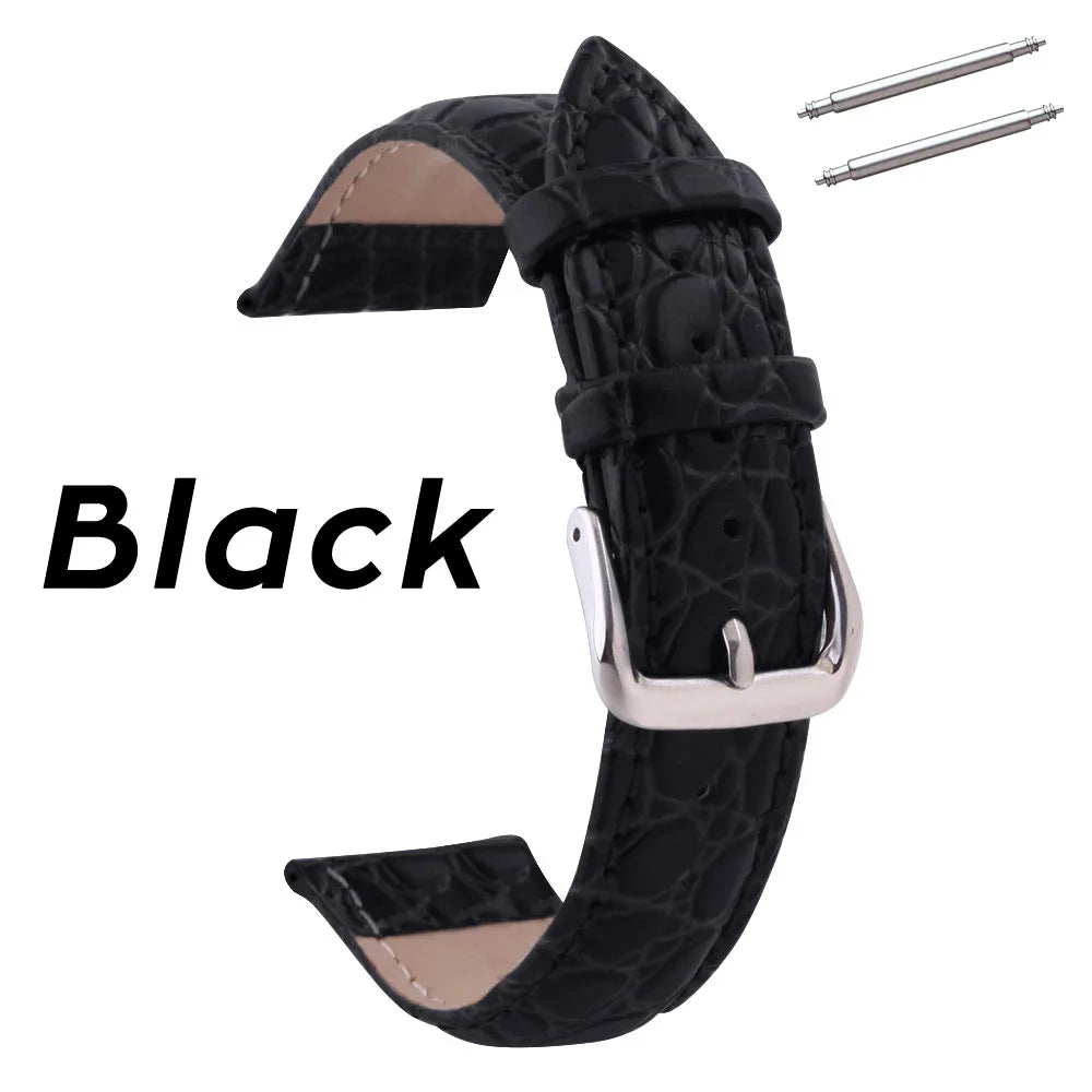 12mm 13 14 15 16mm 17 18mm 19 20mm 21 22mm 24mm Retro Genuine Leather Watch Band Strap Black Brown Crocodile Wristwatch Bracelet