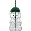 500Ml green bear cup glass straw cup, Starck style leak proof lid, suitable for daily consumption, creative Christmas gift