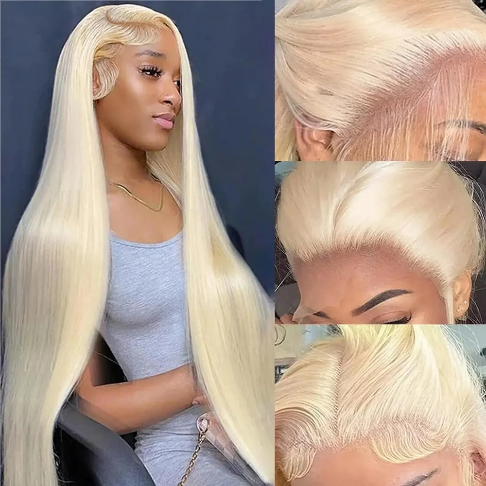 613 Blonde Straight Lace Front Wig Human Hair Pre Plucked 200 Density 13x4 13x6 HD Transparent Lace Frontal Wig 613 Colored Hair