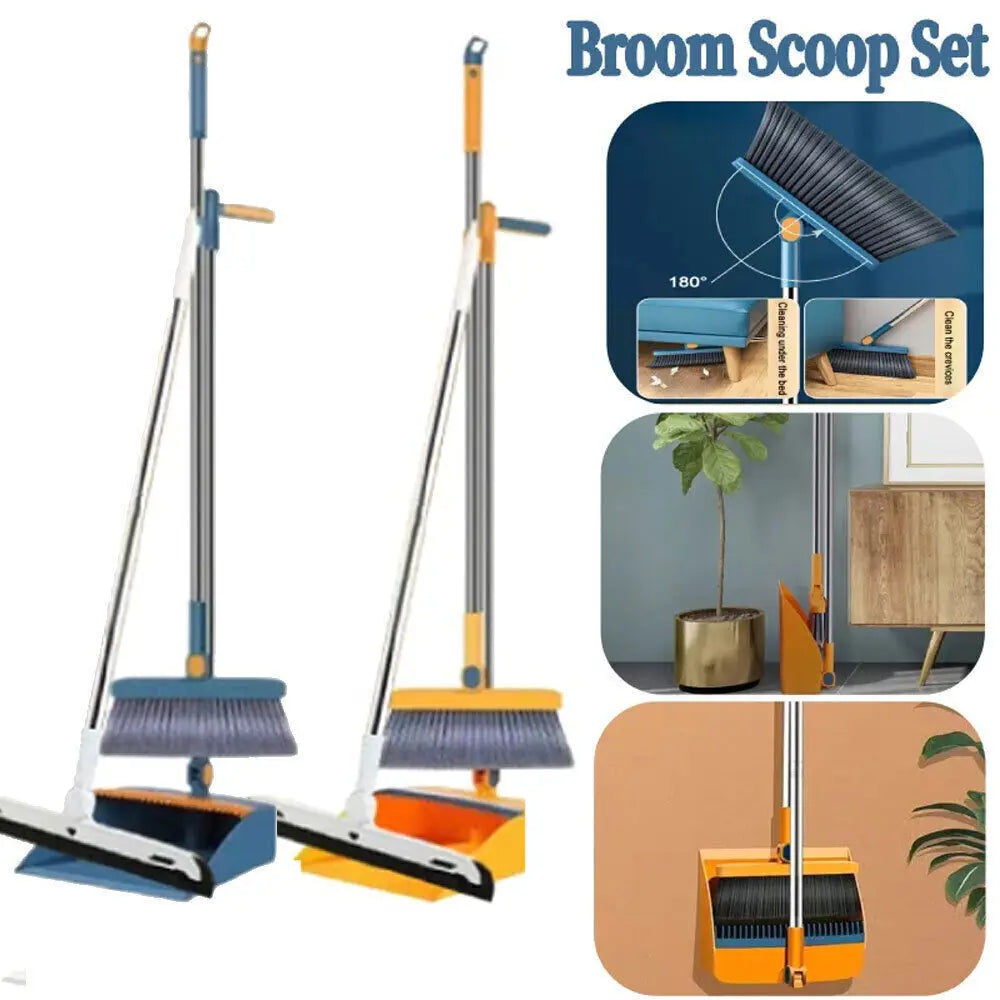 Brush Shovel Broom And Dustpan Combination Set Household Cleaning Tools Non-Stick Hair Dry Wet Dual-Use Broom Folding Set