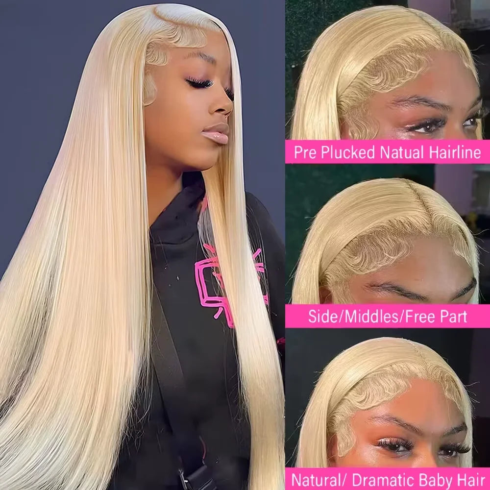 13x6 HD Transparent 613 Blonde Lace Frontal Human Hair Wigs 613  Brazilian Bone Straight 13x4 Lace Front Colored Human Hair Wigs
