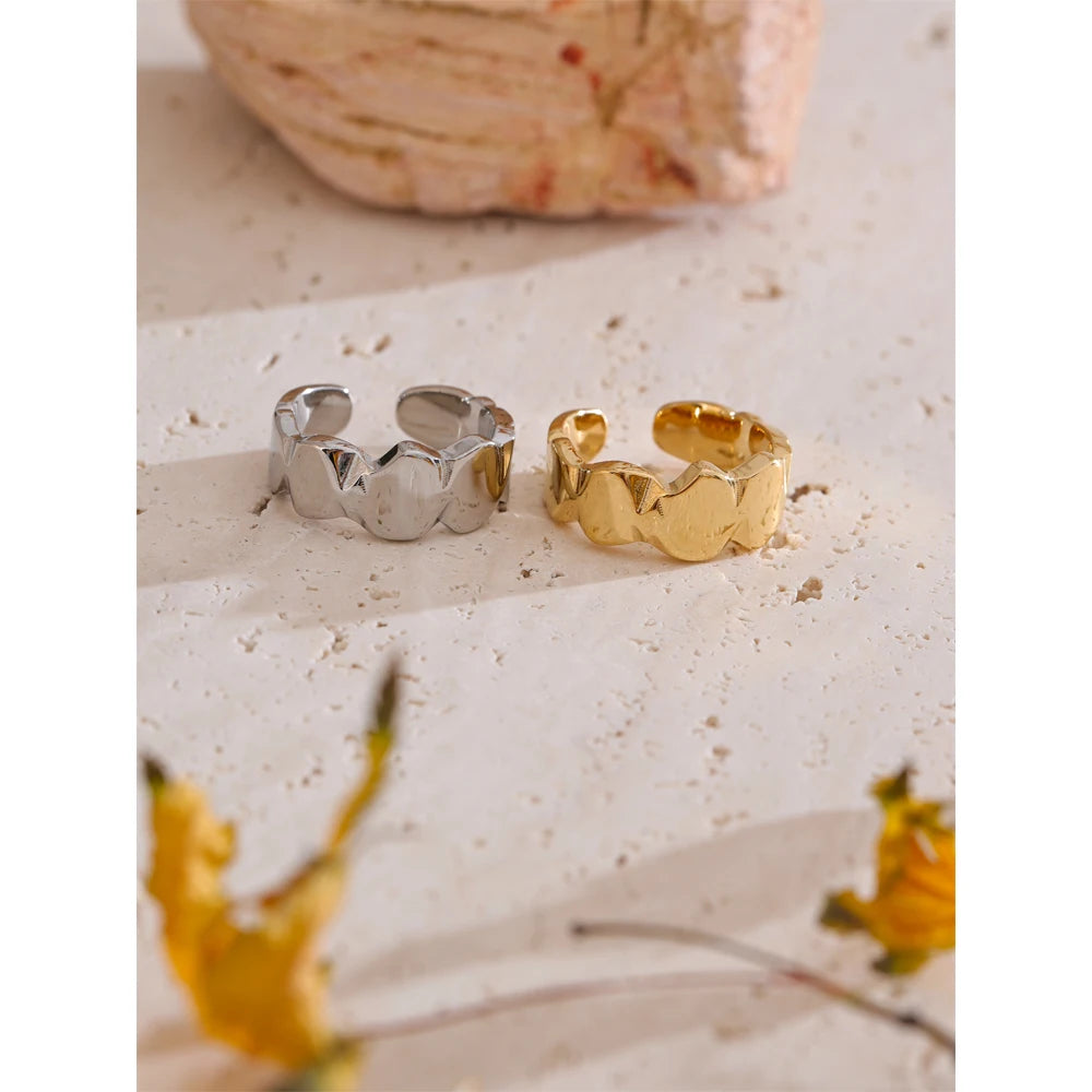 Yhpup Personalized Smooth Stainless Steel Metal Unisex Ring Minimalist Geometric Trendy Jewelry 18K PVD Plated New