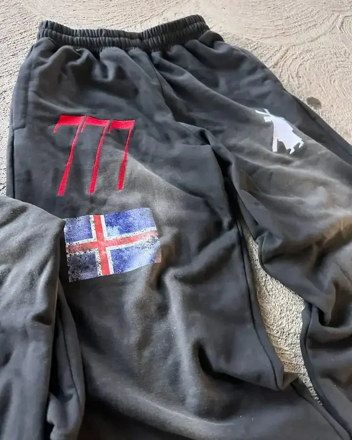 High Street American Retro Streetwear Men's Suit Two-piece Set Goth Harajuku Zipper Hoodie Trendy Casual Sports Suit Sweatshirt