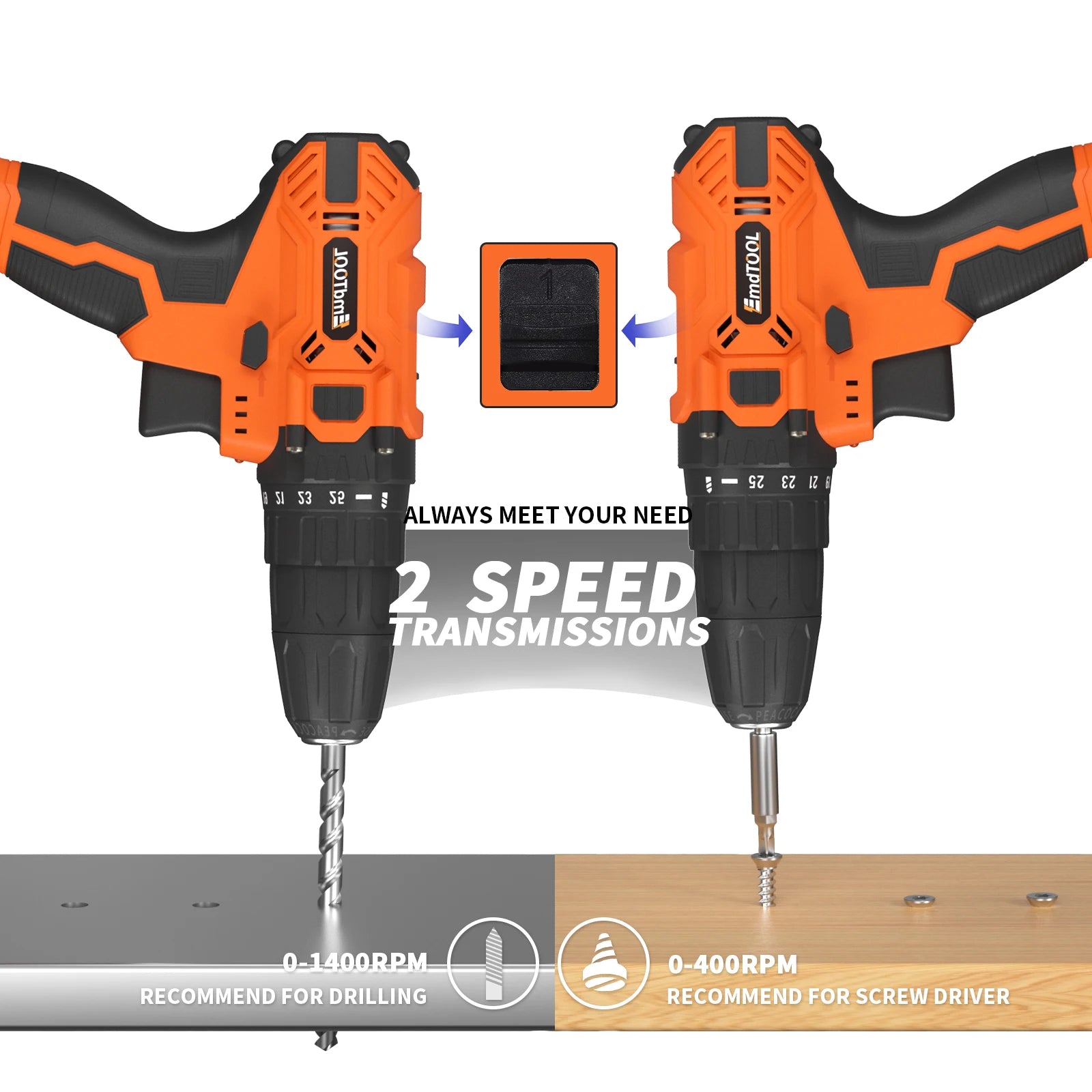 45Nm Cordless Drill Screwdriver with 21V 1.5Ah Battery and Charger, 25+1 Torque, 2700RPM 2 Speed, 29 PCS Accessories, Carry Case