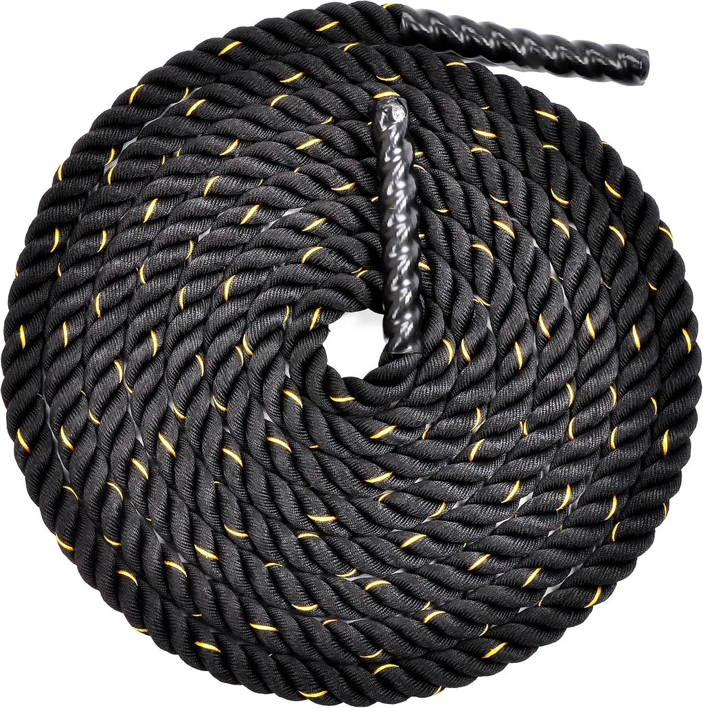 Battle Rope 1.5Inch 2 Inch Diameter Poly Dacron 30 FT, 40 FT, 50 FT Length, Heavy Ropes for Home Gym and Workout