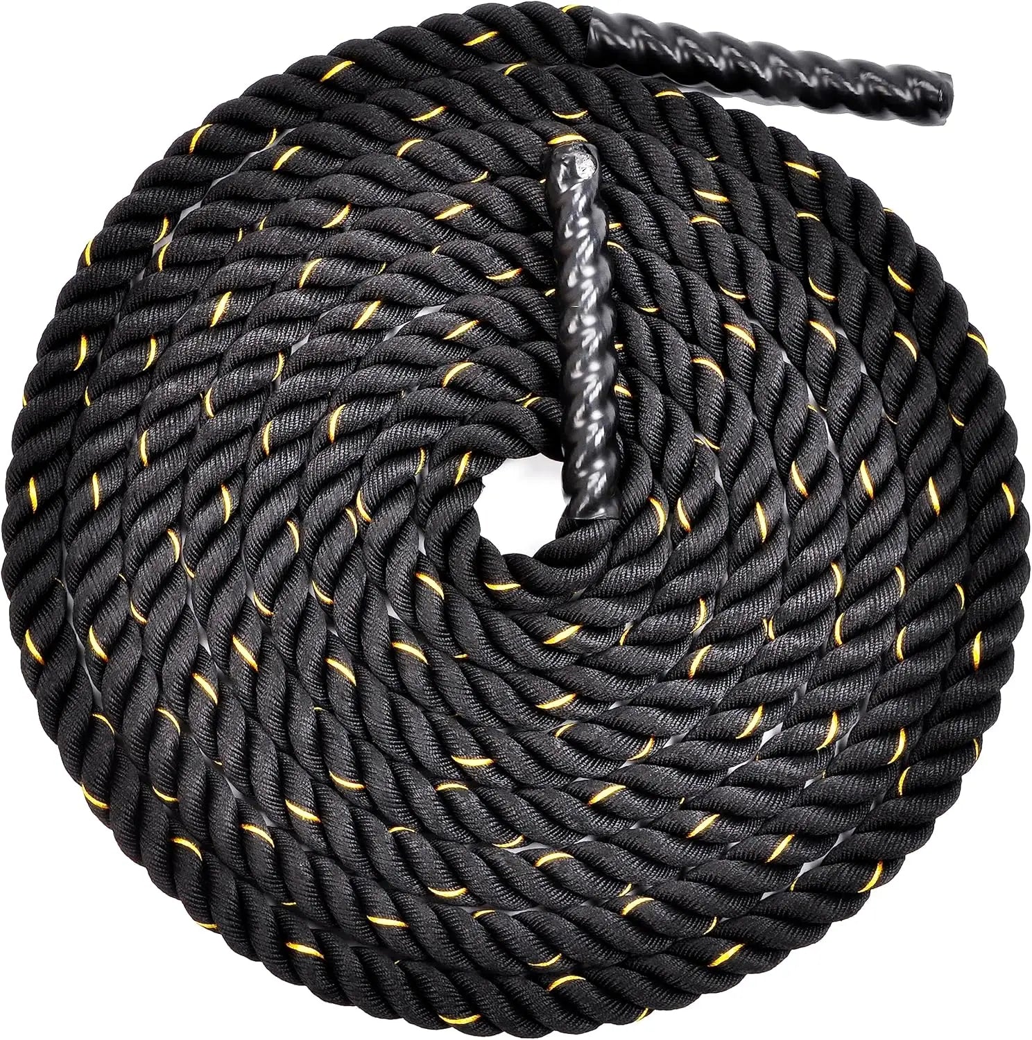 Battle Rope 1.5Inch 2 Inch Diameter Poly Dacron 30 FT, 40 FT, 50 FT Length, Heavy Ropes for Home Gym and Workout