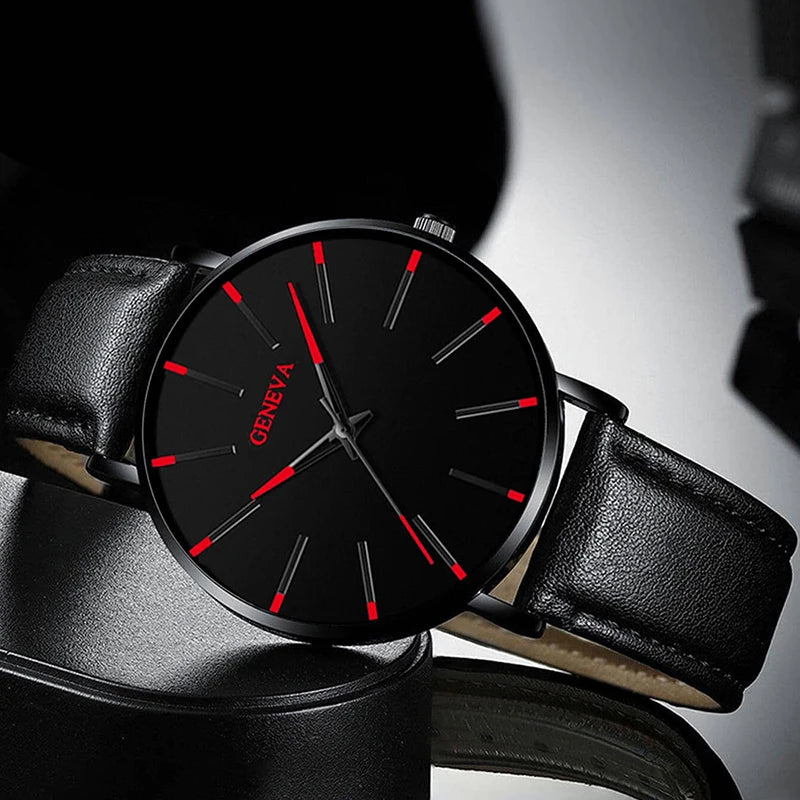 5pcs Black Quartz Watches Bracelet Men Business Casual Round Watch Life Tree PU Leather Bracelets Sets