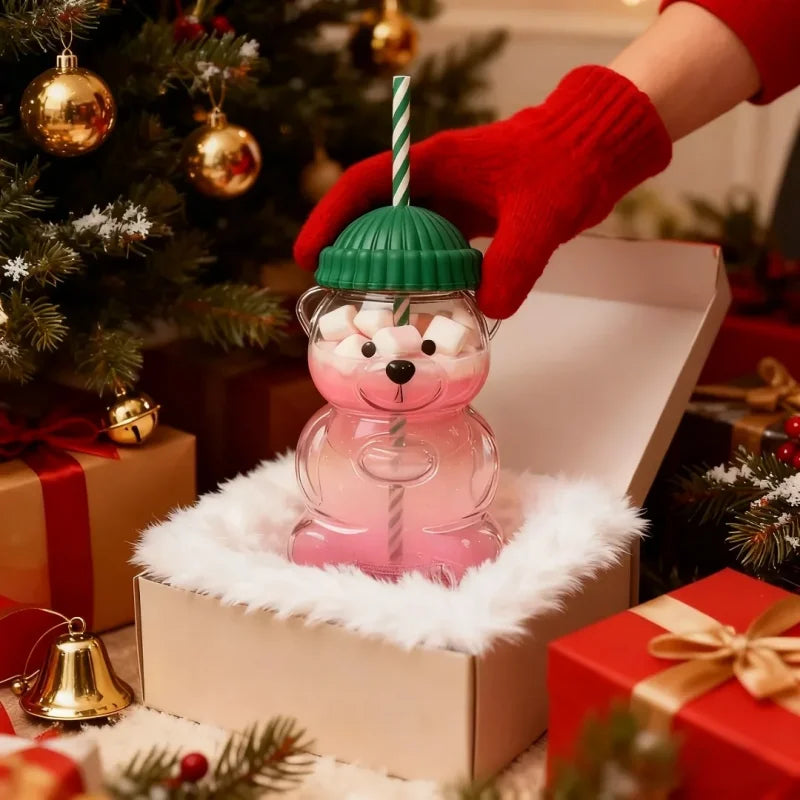 Cute Bear Water Bottle Kawaii Milk Water Bottle Tea Coffee Juice Portable Water Cup Home Clear Juice Drink Bottle