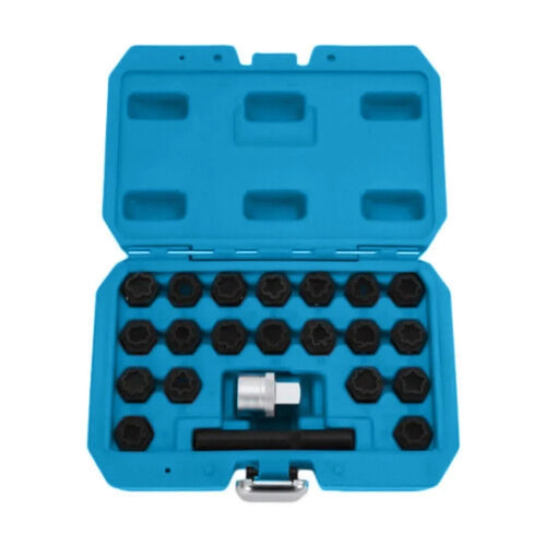 22Pcs Wheel Lug Nut Locking Key Set Anti-Theft for Audi Master Removal Tool Chromium-molybdenum Steel Wheel Locking Key Set