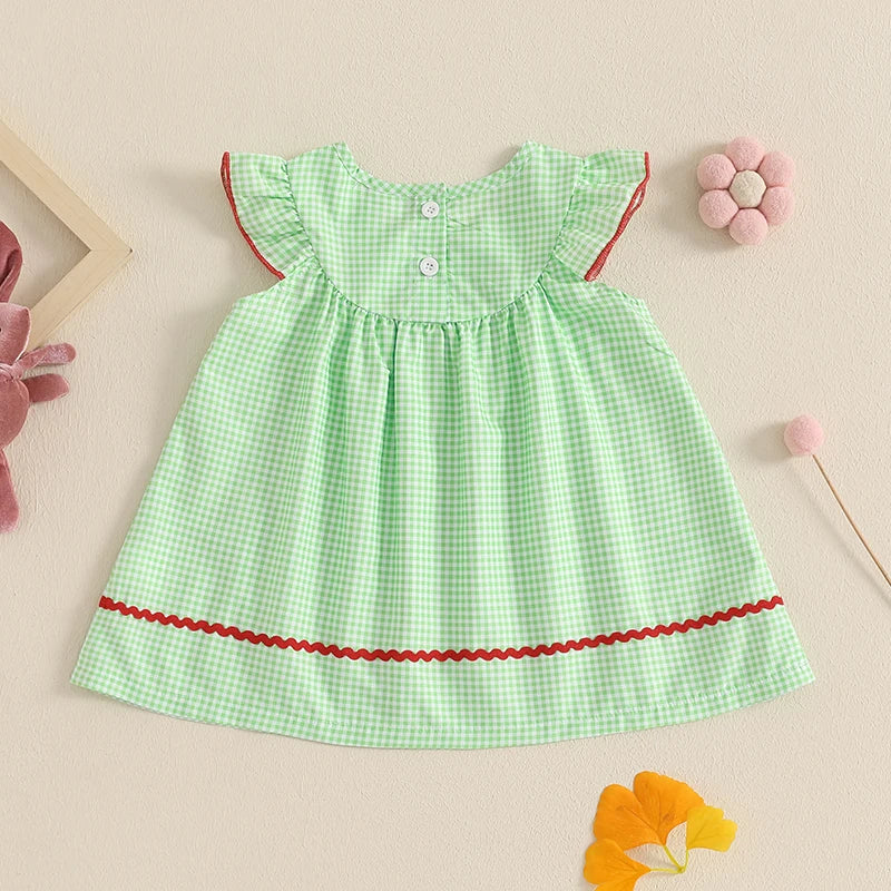 Toddler Girl Floral Print Ruffle Sleeve Dress Round Neck A-line Princess Dress for Birthday Party and Playdates