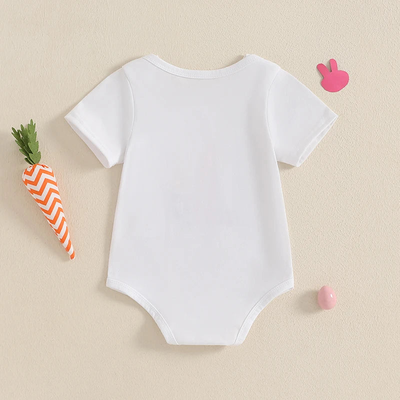 Easter Bunny Ears Printed Short Sleeve Rompers for Infant Boys and Girls Cute Rabbit Theme Summer Bodysuits Jumpsuits