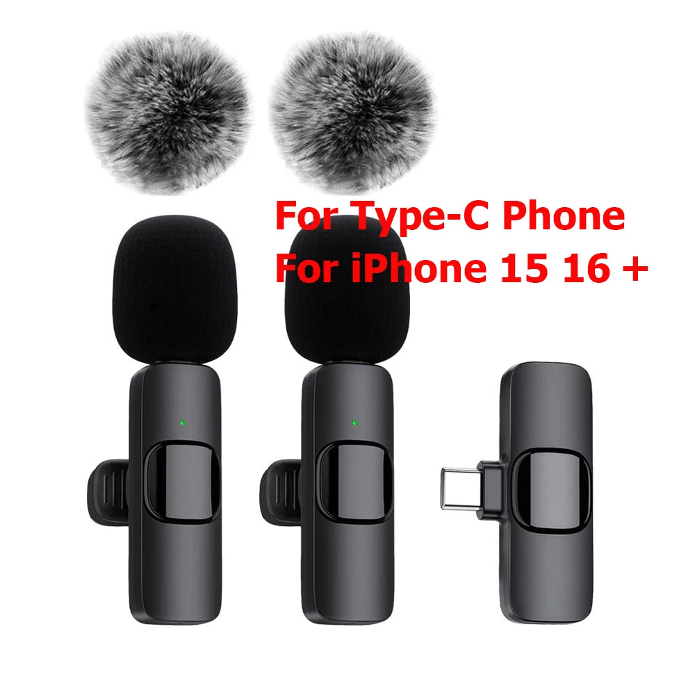 K60 Wireless Lavalier Microphone Audio Video Recording Mini Mic For iPhone Android Laptop Live Gaming Mobile Phone Microphone