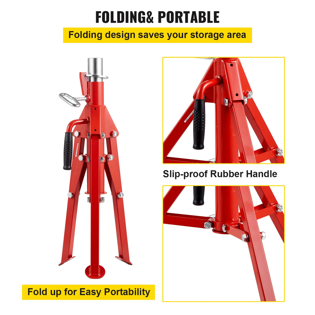 SucceBuy Pipe Holding Stand with Roller Head V-Head Folding Tripod Jack 12 inch Capacity Pipe working Supporting Clamped Tool