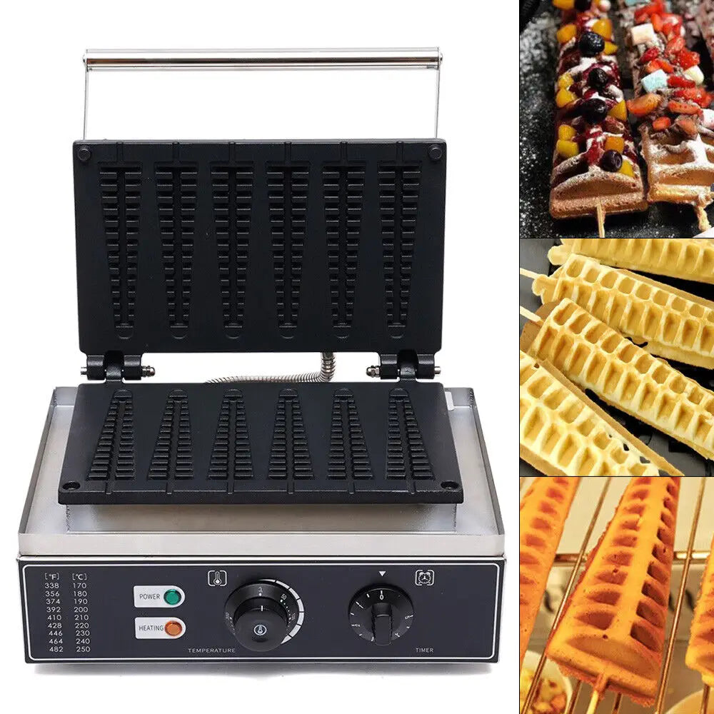 1550W Commercial Nonstick Waffle Maker 6 Sticks Electric Waffle Baker Machine