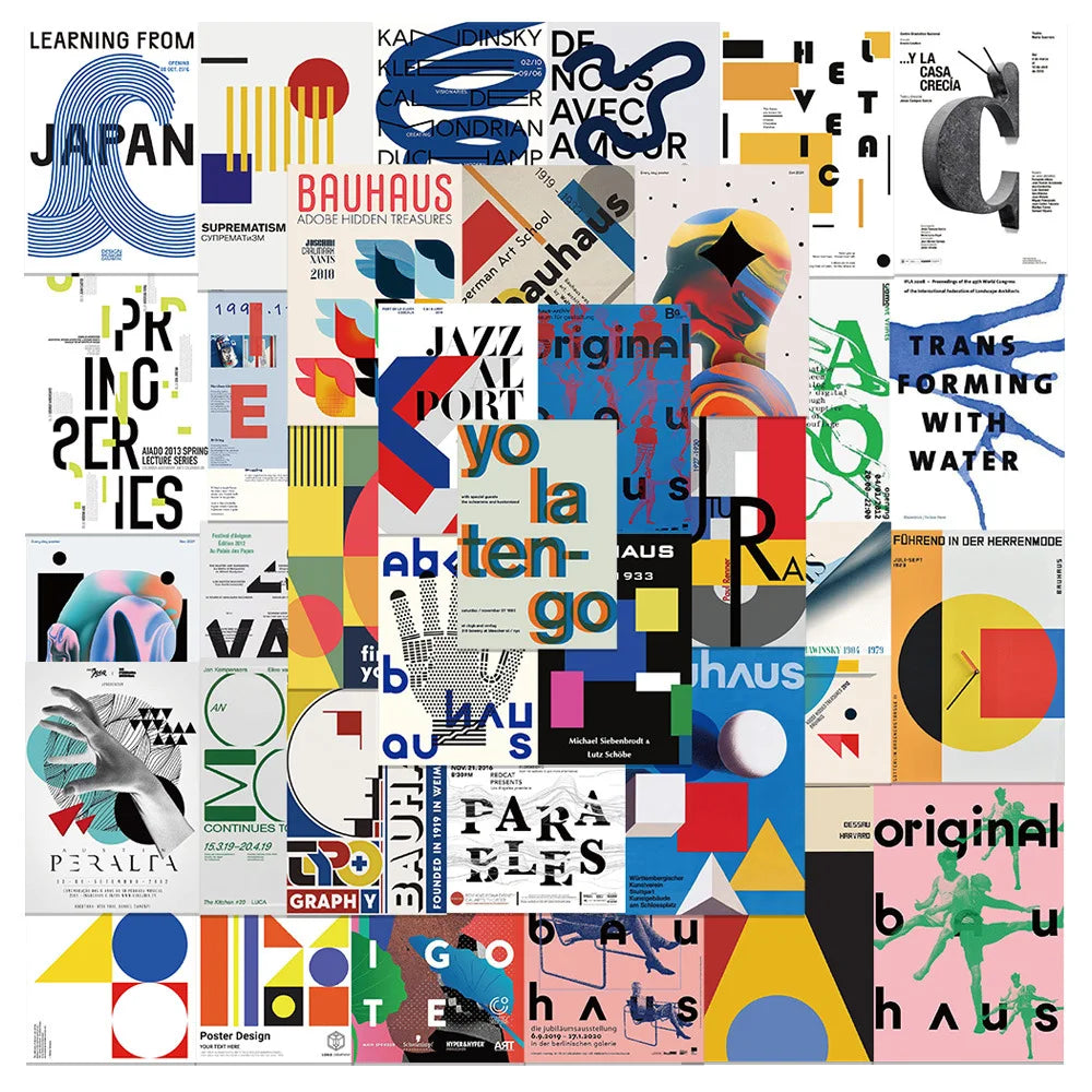 40PCS Bauhaus Avant-garde Art Poster Painting Cool Graffiti Abstract Sticker Skateboard Phone Laptop Luggage Decals Stickers