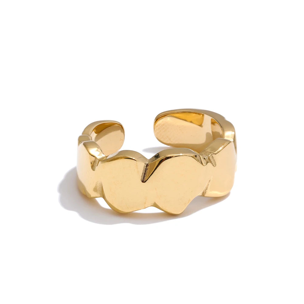 Yhpup Personalized Smooth Stainless Steel Metal Unisex Ring Minimalist Geometric Trendy Jewelry 18K PVD Plated New