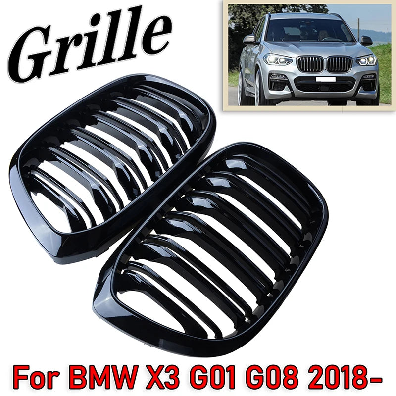 Front Kidney Grille For BMW X3 X4 G01 G02 G08 Single/Dual Line Gloss Black Bumper Racing Grills 2018-2020 Car Accessories