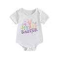 Easter Bunny Ears Printed Short Sleeve Rompers for Infant Boys and Girls Cute Rabbit Theme Summer Bodysuits Jumpsuits