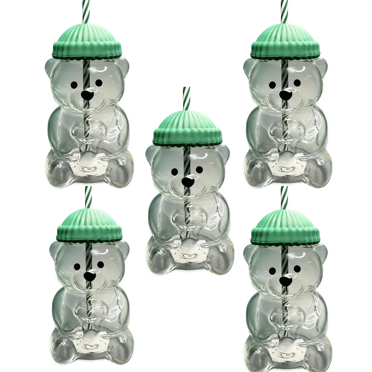 Cute Bear Water Bottle Kawaii Milk Water Bottle Tea Coffee Juice Portable Water Cup Home Clear Juice Drink Bottle