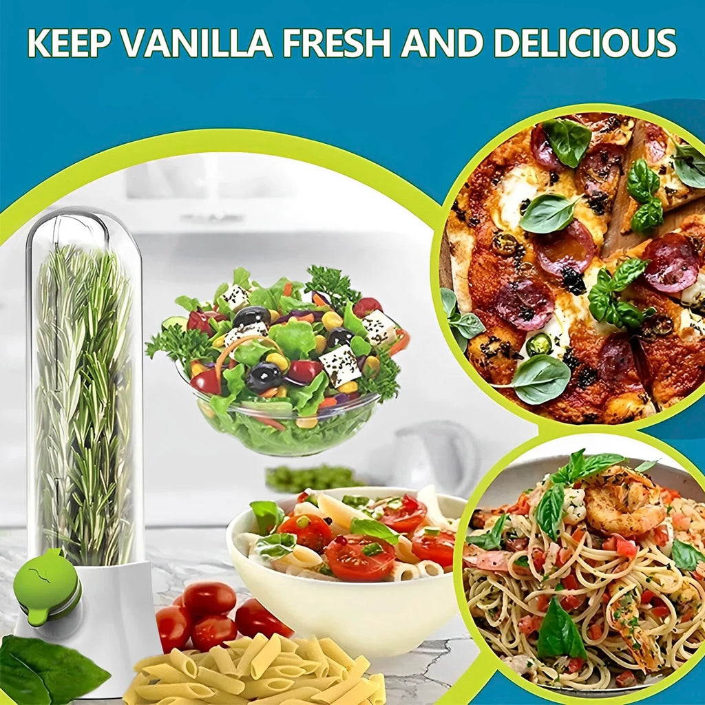 Refrigerator Herb Crisper Saver Pod Container Vegetable Preserving Bottle Keep Herb/Cilantro/Mint/Parsley/Asparagus Fresh Green