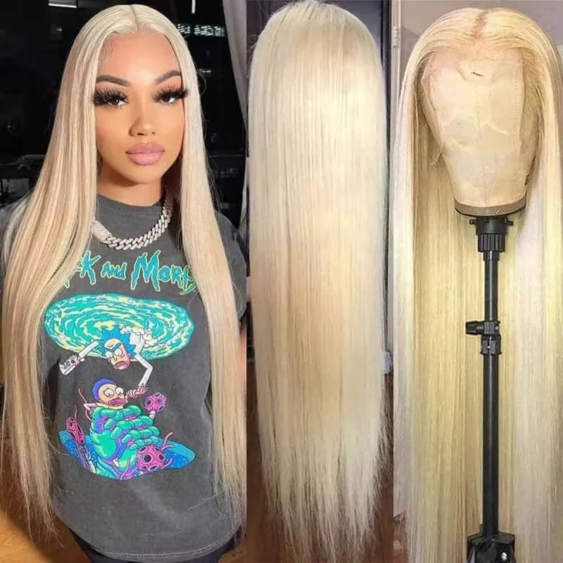 13x6 HD Transparent 613 Blonde Lace Frontal Human Hair Wigs 613  Brazilian Bone Straight 13x4 Lace Front Colored Human Hair Wigs