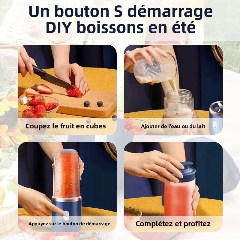 6 Blade 400ml Portable USB Blender Electric Travel Juicer Cup Mini Kitchen Tool for Smoothies Shakes