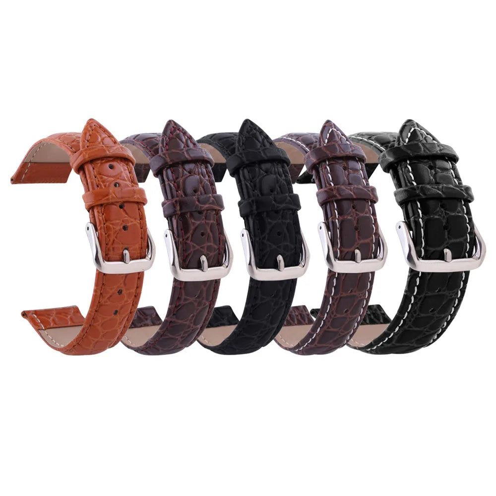 12mm 13 14 15 16mm 17 18mm 19 20mm 21 22mm 24mm Retro Genuine Leather Watch Band Strap Black Brown Crocodile Wristwatch Bracelet