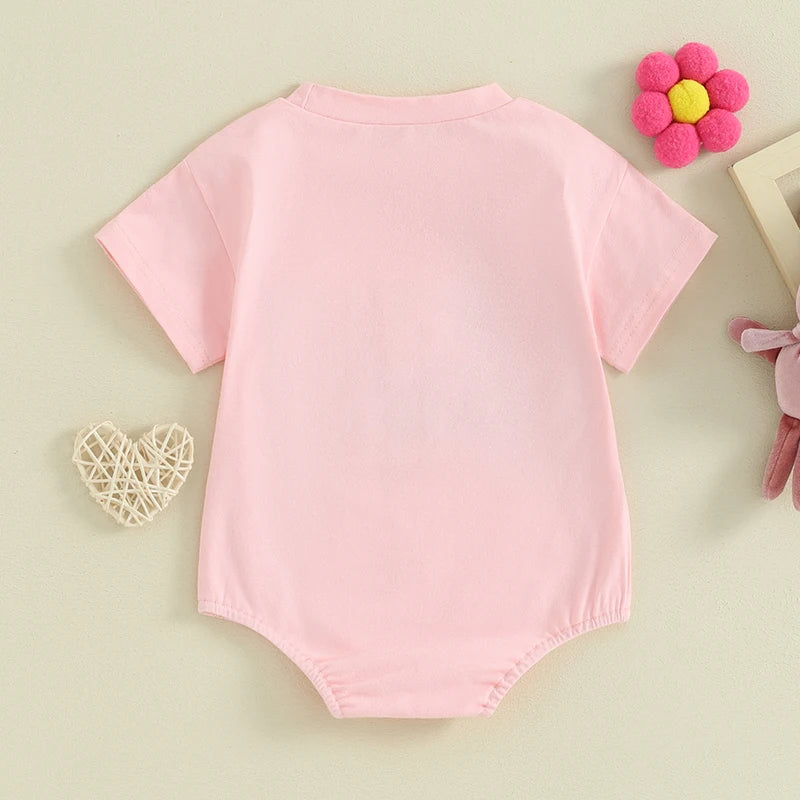 Toddler Girls Floral Print Ruffle Sleeve Romper Round Neck Button Closure Jumpsuit Summer Outfit for Baby Girls