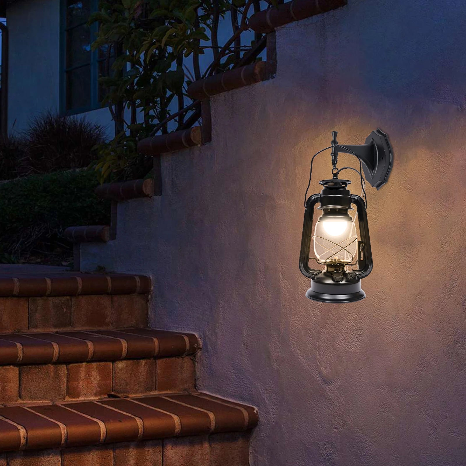Wall Sconces Retro Antique Vintage Rustic Lantern Lamp Wall Sconce Light Fixture Farmhouse Wall Light for Hallway(Black 1 Pcs)