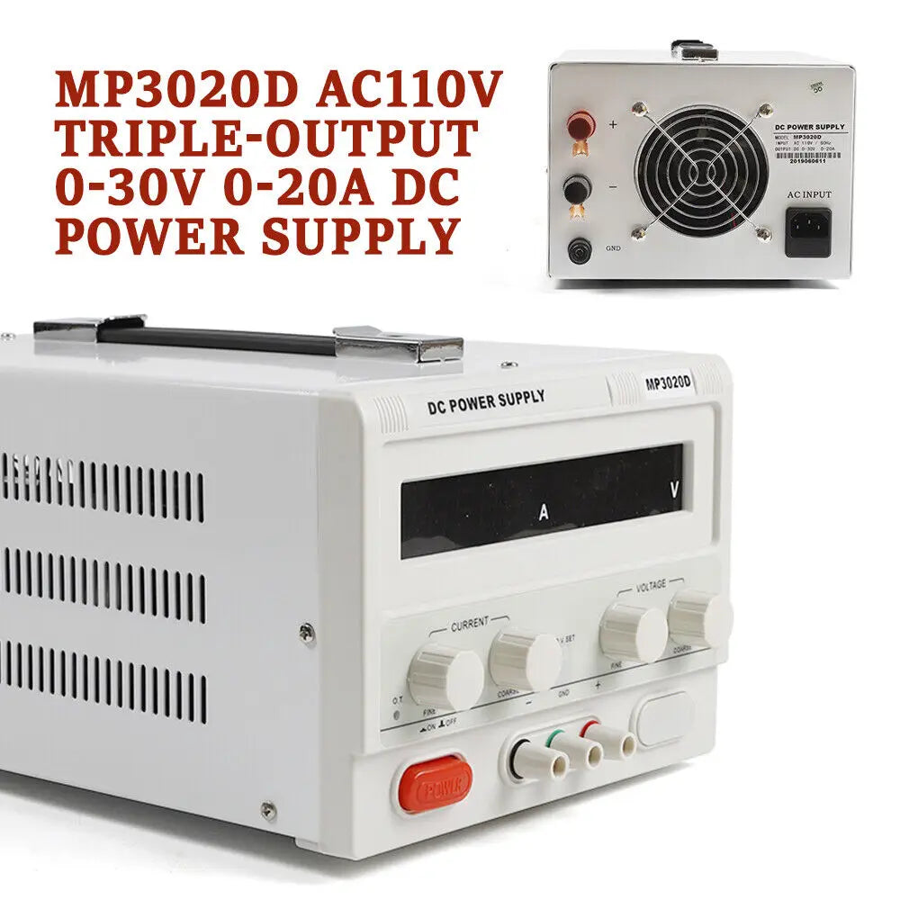 Portable DC Regulated Power Supply 32V 20Amp Precision Adjustable w/ Power Line