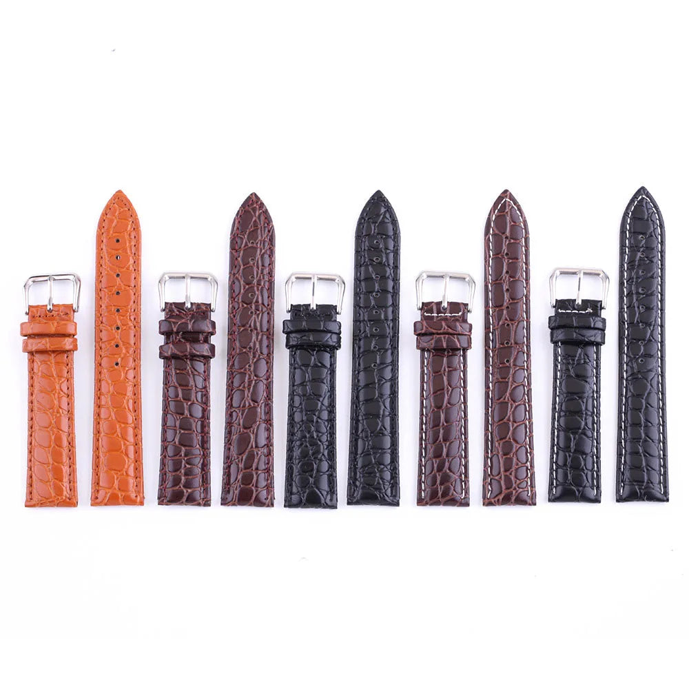 12mm 13 14 15 16mm 17 18mm 19 20mm 21 22mm 24mm Retro Genuine Leather Watch Band Strap Black Brown Crocodile Wristwatch Bracelet