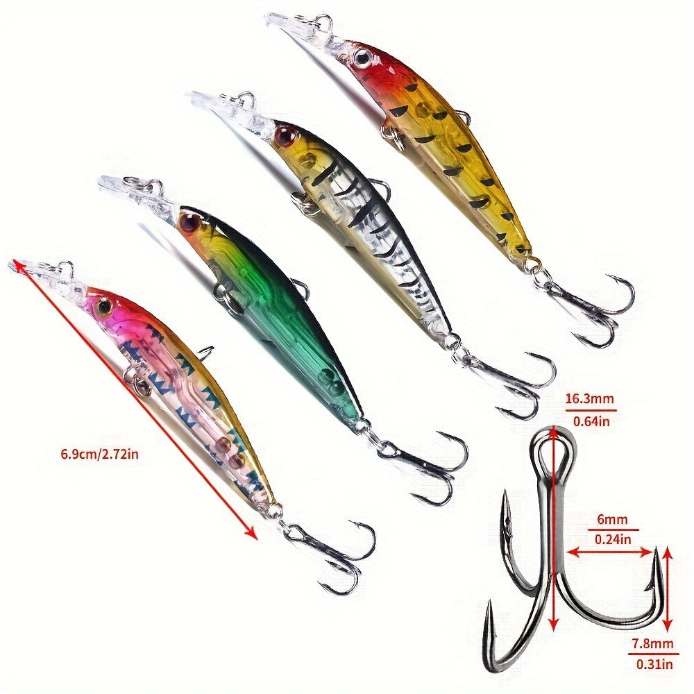 56pcs  Fishing Lures Kit Crankbait Tackle Minnow Popper Pencil Swimbaits Hook Freshwater Saltwater Hard Baits Set for pike carp bass fishing christmas gift for man