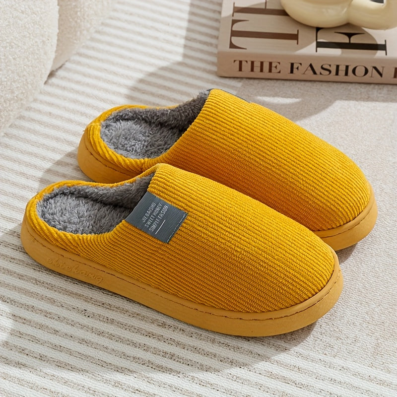 Couple's Warm Slippers for Women, Home Use in Spring, Autumn, and Winter, Non-Slip Thick-Soled Indoor Plush Slippers for Men and Women, Women Shoes